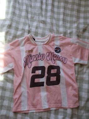 Zara Pink and White Minnie Mouse Jersey Top